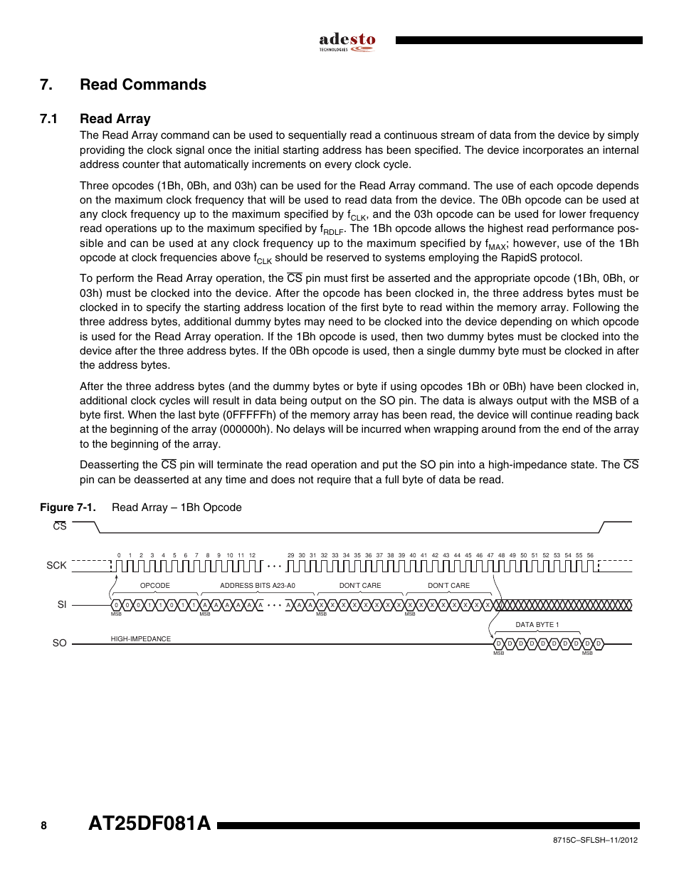 Read commands, 1 read array | Rainbow Electronics AT25DF081A User Manual | Page 8 / 53