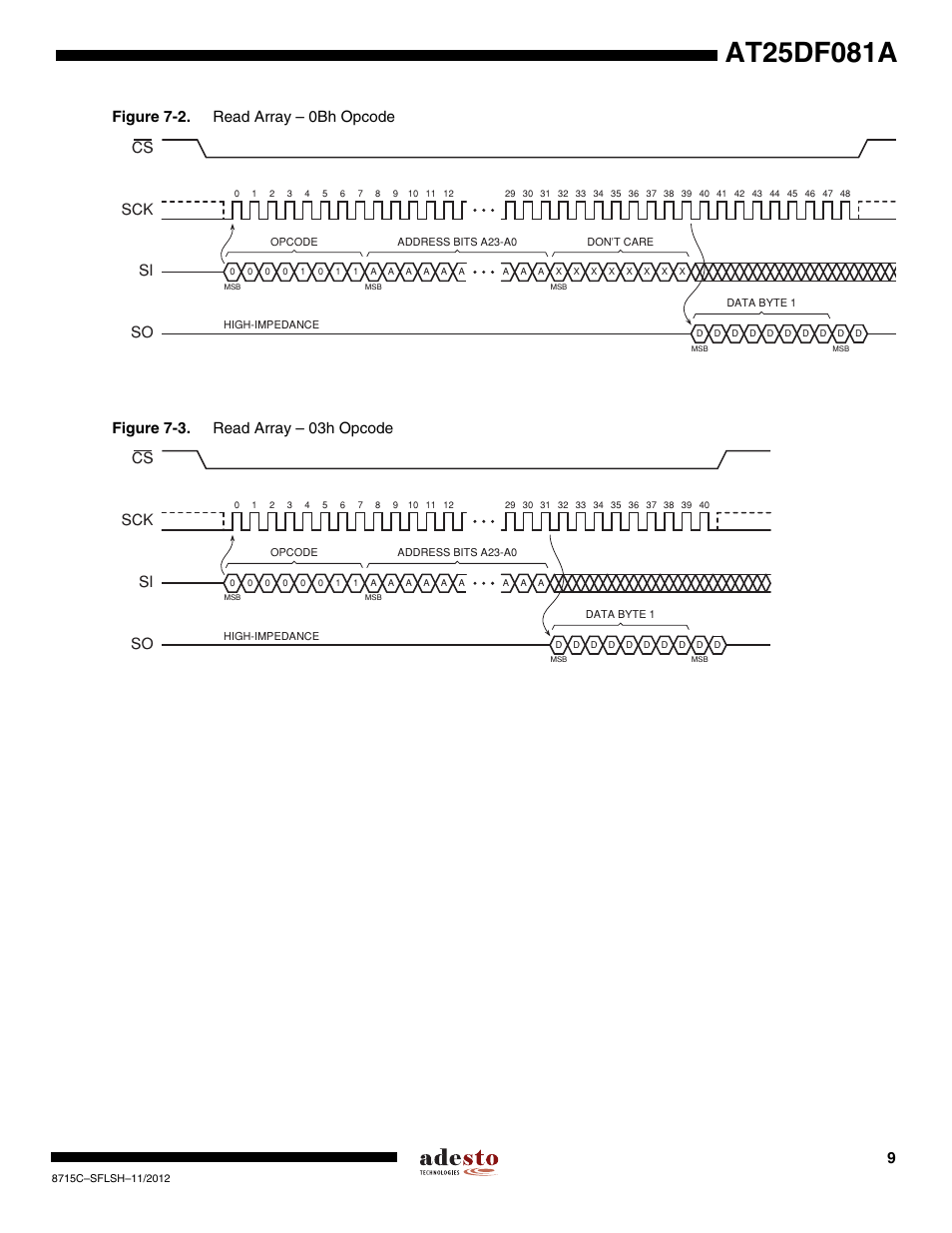 Sck cs si so | Rainbow Electronics AT25DF081A User Manual | Page 9 / 53