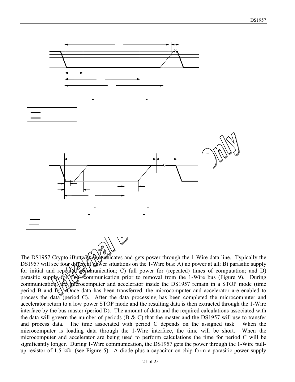 Write-zero time slot, Read-data time slot, Power transfer | Rainbow Electronics DS1957 User Manual | Page 21 / 25