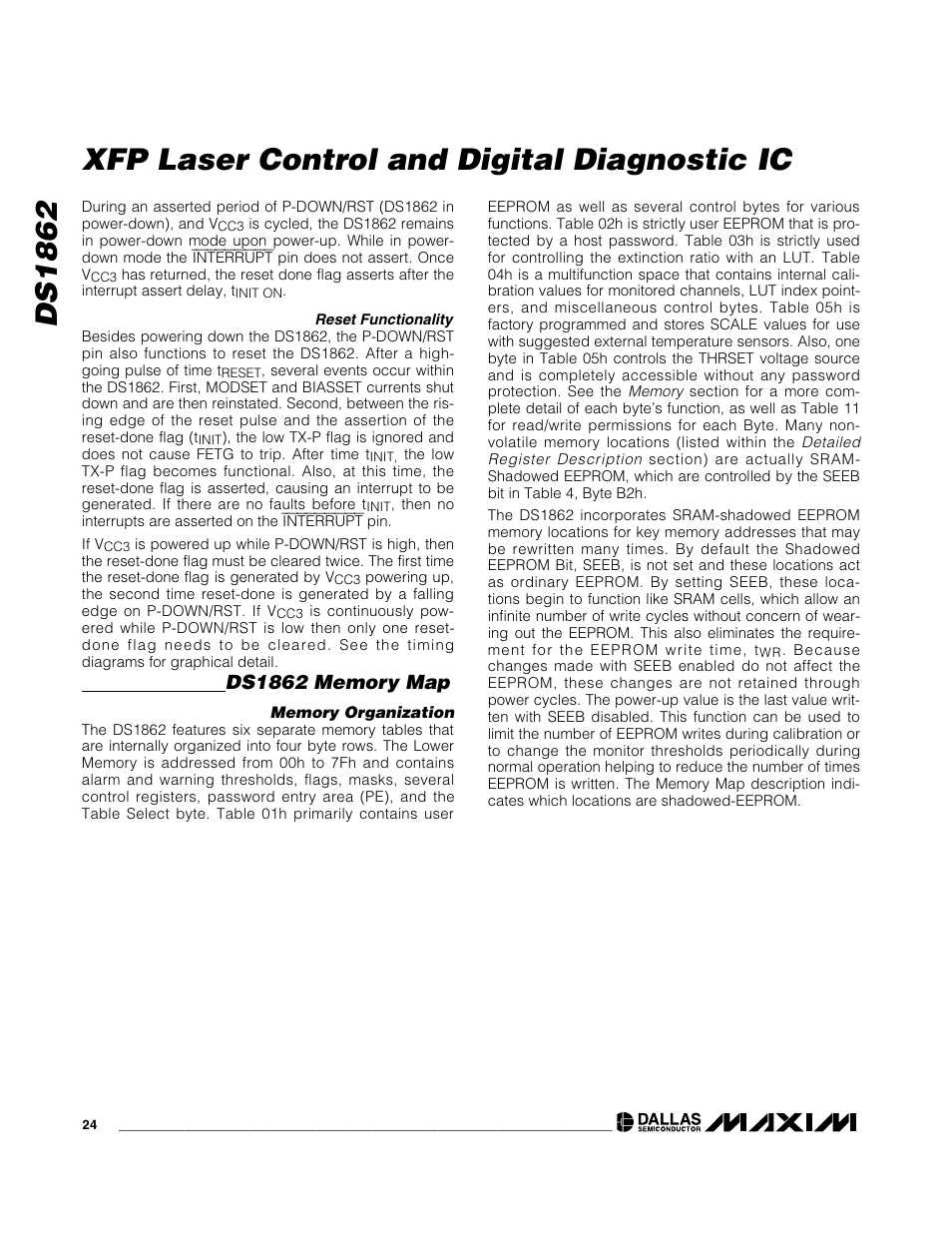 Ds1862 xfp laser control and digital diagnostic ic | Rainbow Electronics DS1862 User Manual | Page 24 / 42