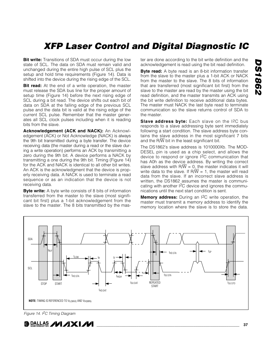 Ds1862 xfp laser control and digital diagnostic ic | Rainbow Electronics DS1862 User Manual | Page 37 / 42