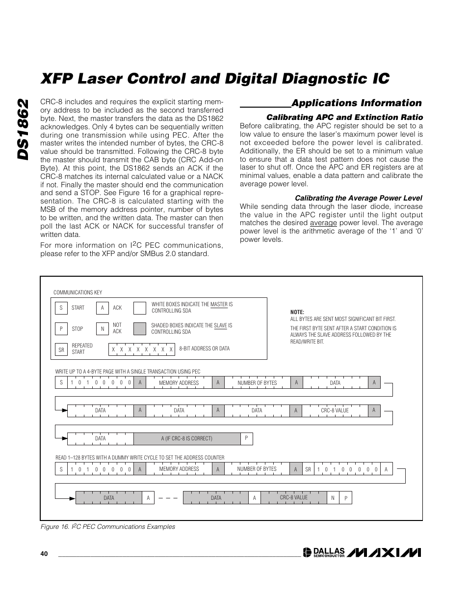 Ds1862 xfp laser control and digital diagnostic ic, Applications information | Rainbow Electronics DS1862 User Manual | Page 40 / 42