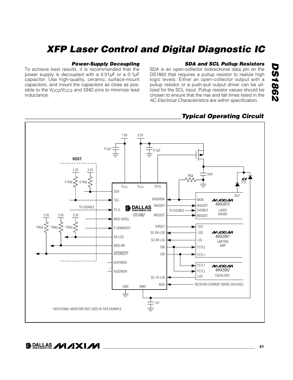 Ds1862 xfp laser control and digital diagnostic ic, Typical operating circuit | Rainbow Electronics DS1862 User Manual | Page 41 / 42