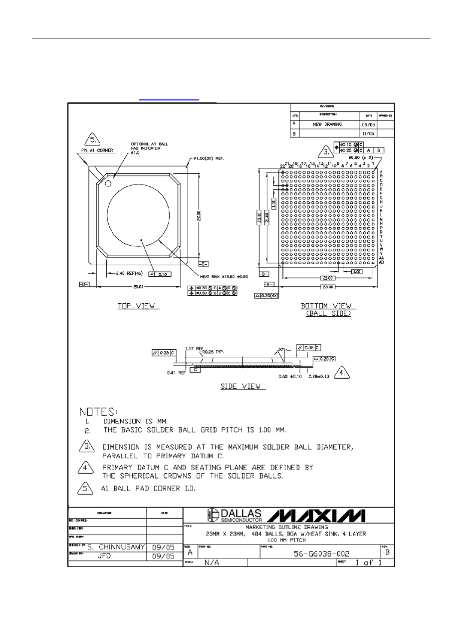 Package information, 1 484-ball hsbga (56-g6038-002), Hsbga (56-g6038-002) | Rainbow Electronics DS26519 User Manual | Page 309 / 310