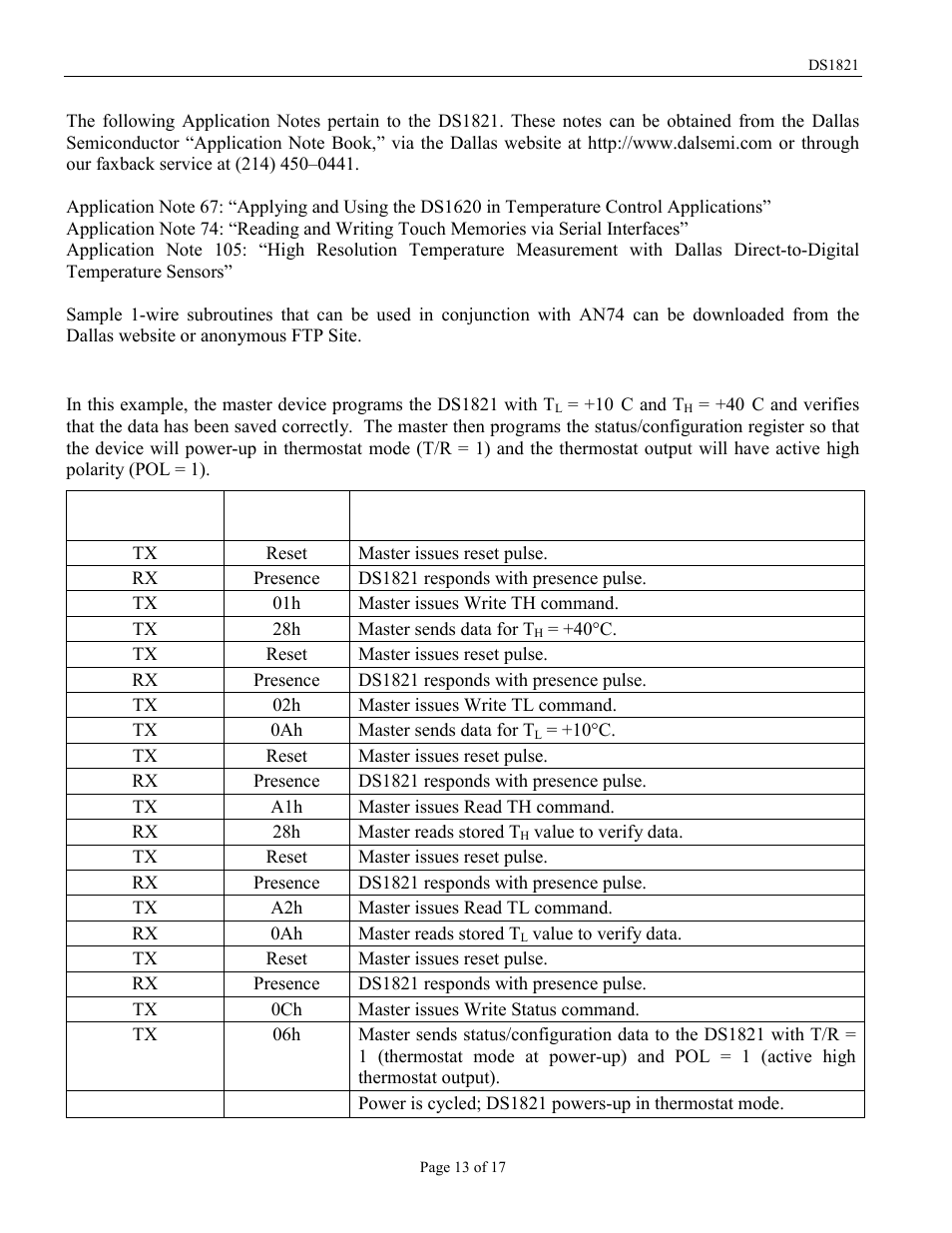Rainbow Electronics DS1821 User Manual | Page 13 / 17