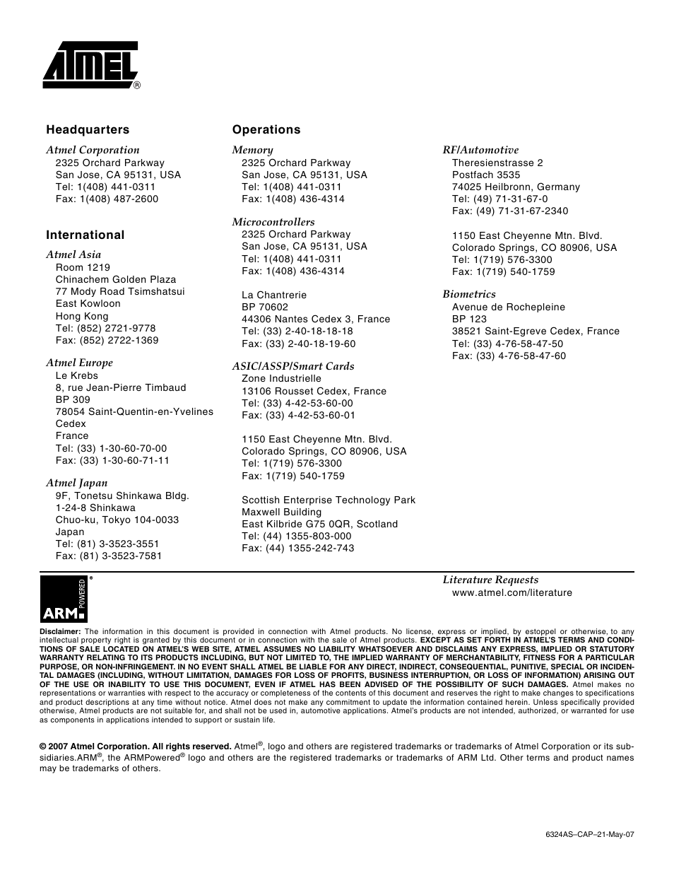 Headquarters operations, International | Rainbow Electronics MPBlock User Manual | Page 3 / 3