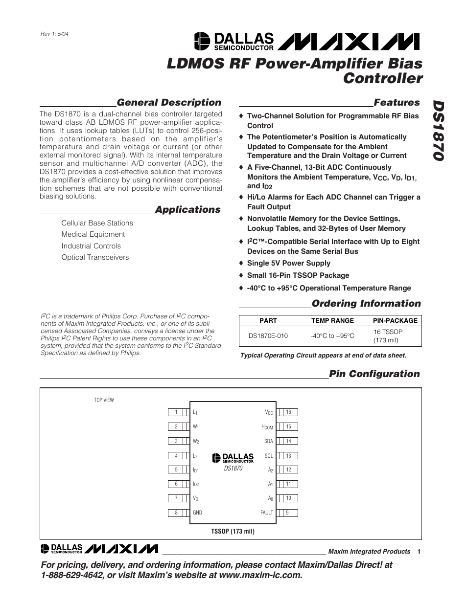 Rainbow Electronics DS1870 User Manual | 28 pages