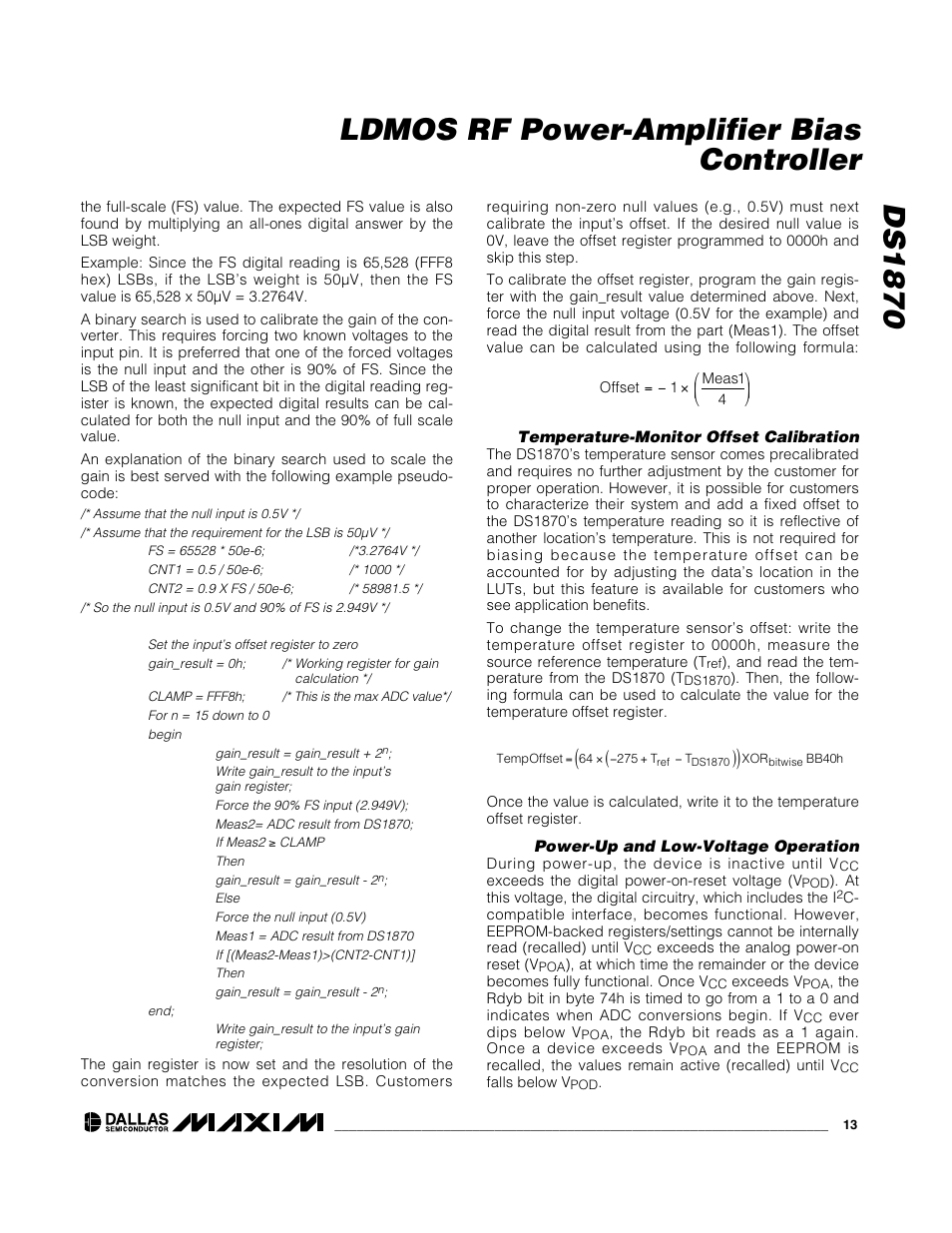 Ds1870 ldmos rf power-amplifier bias controller | Rainbow Electronics DS1870 User Manual | Page 13 / 28