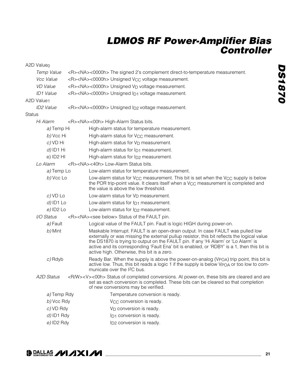 Ds1870 ldmos rf power-amplifier bias controller | Rainbow Electronics DS1870 User Manual | Page 21 / 28