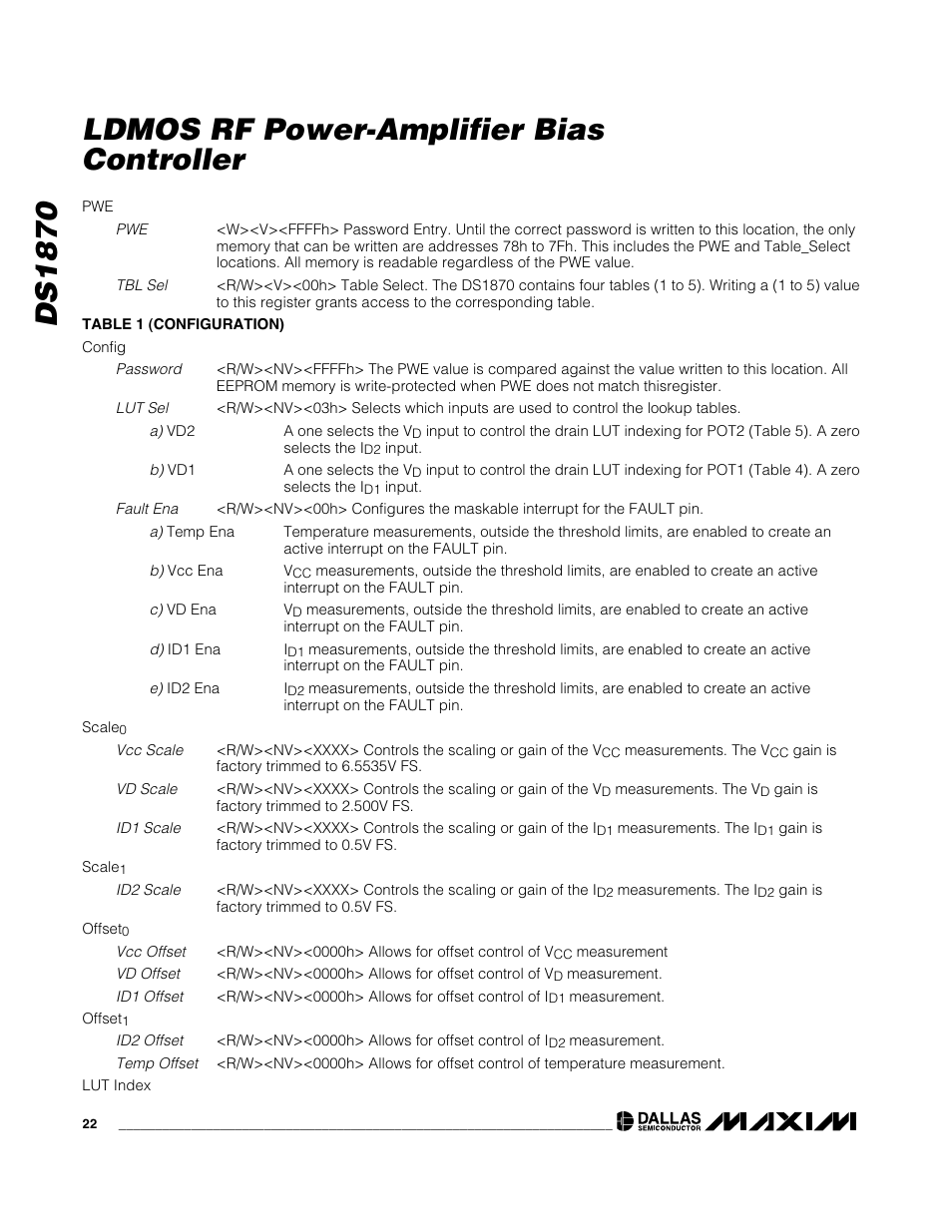 Ds1870 ldmos rf power-amplifier bias controller | Rainbow Electronics DS1870 User Manual | Page 22 / 28