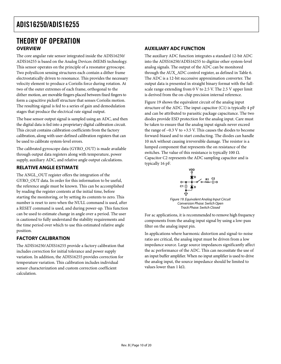 Theory of operation, Overview, Relative angle estimate | Factory calibration, Auxiliary adc function | Rainbow Electronics DAB-IMU-C01 User Manual | Page 10 / 20