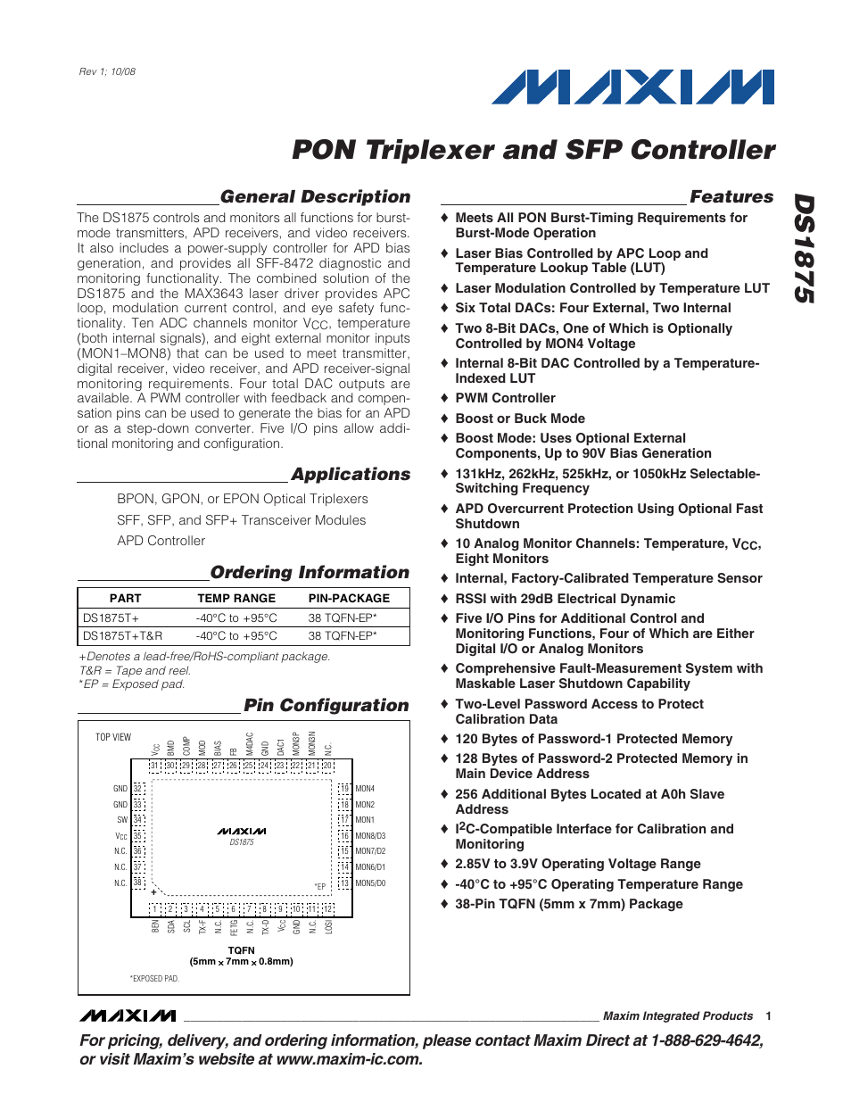 Rainbow Electronics DS1875 User Manual | 92 pages