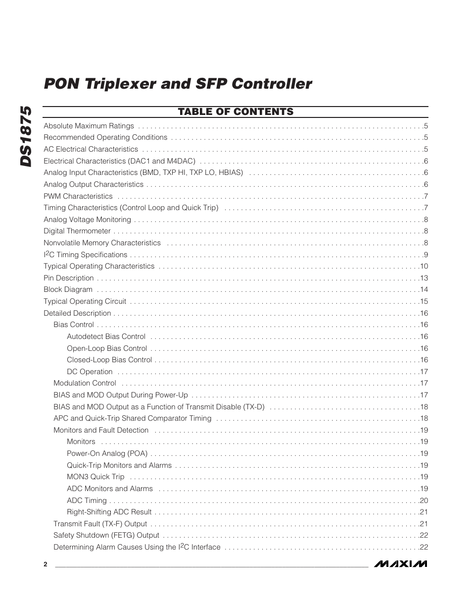 Rainbow Electronics DS1875 User Manual | Page 2 / 92