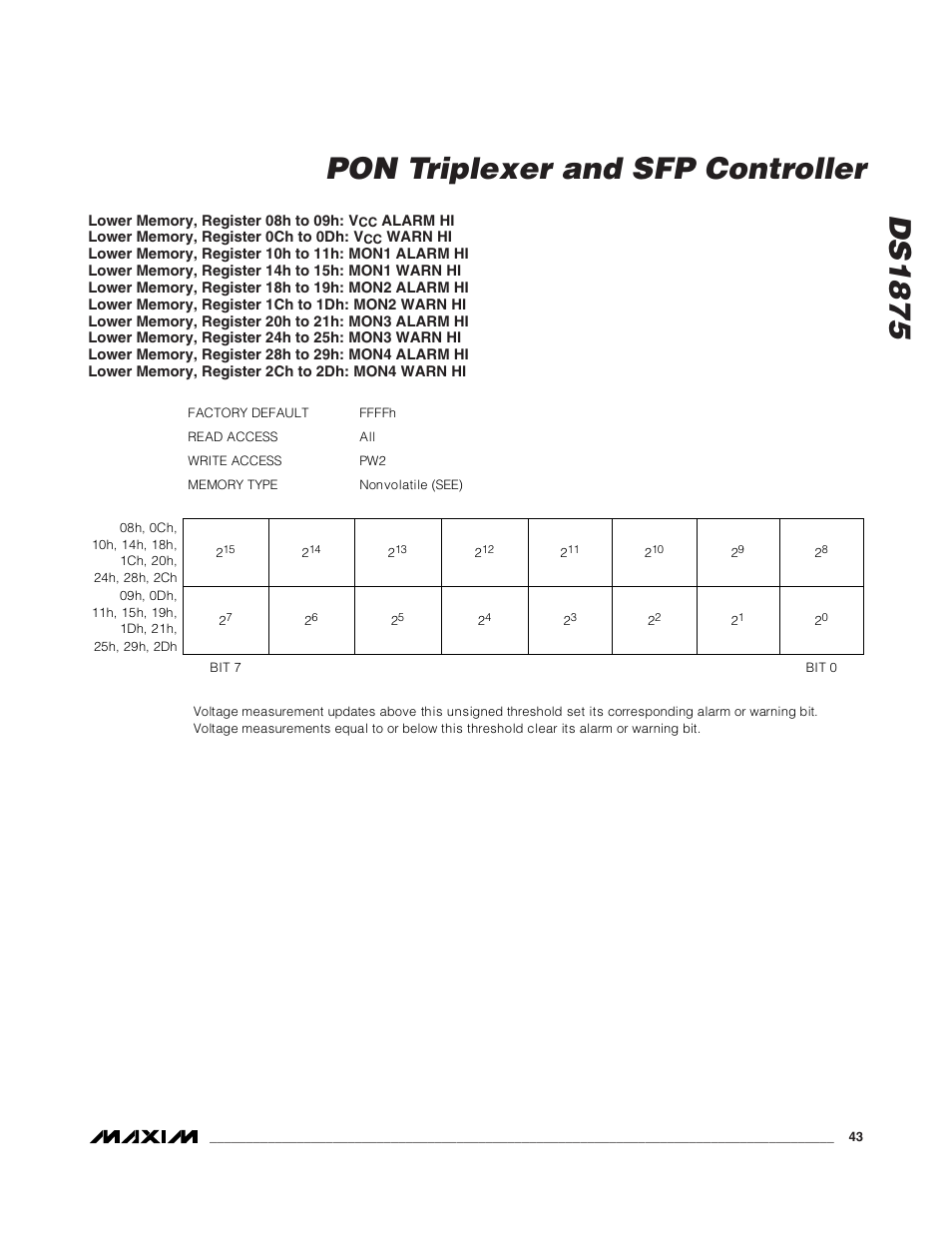 Ds1875, Pon triplexer and sfp controller | Rainbow Electronics DS1875 User Manual | Page 43 / 92