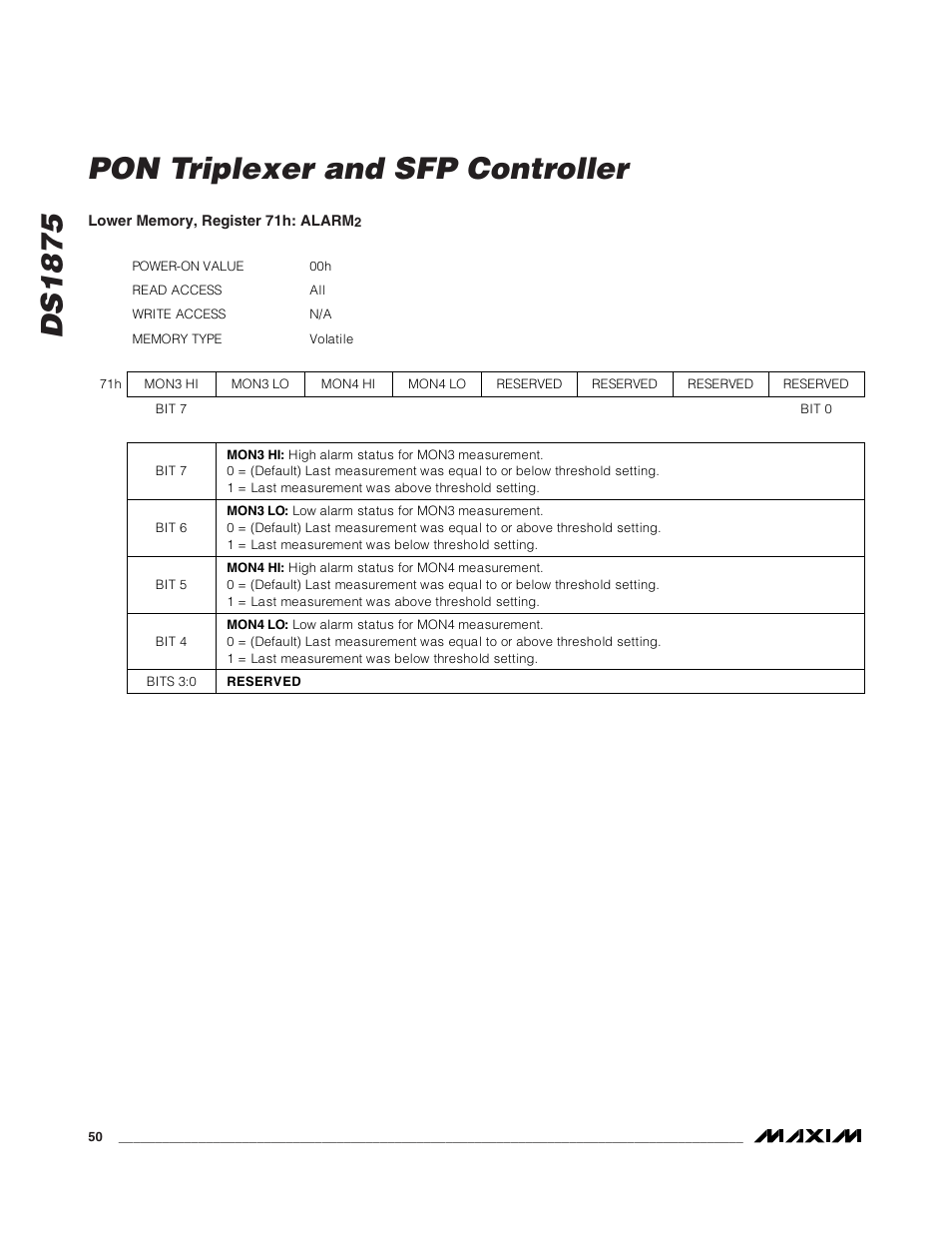 Ds1875 pon triplexer and sfp controller | Rainbow Electronics DS1875 User Manual | Page 50 / 92