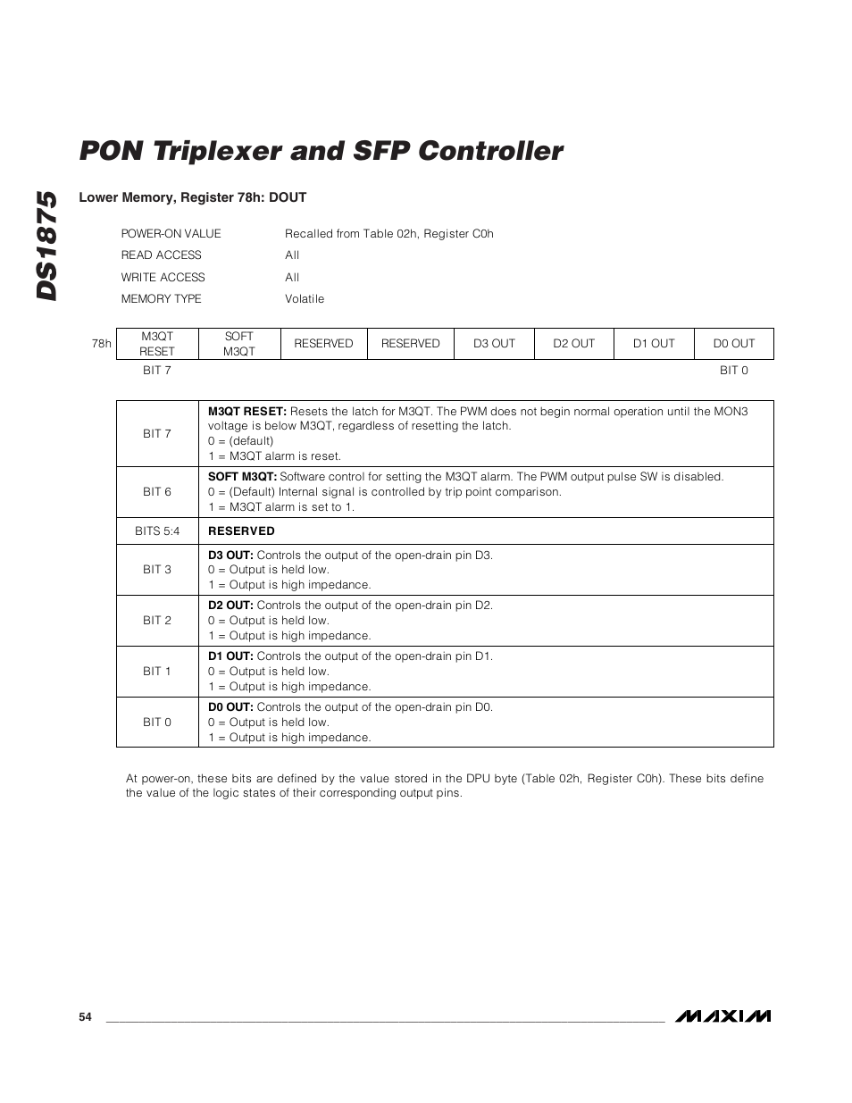 Ds1875 pon triplexer and sfp controller | Rainbow Electronics DS1875 User Manual | Page 54 / 92
