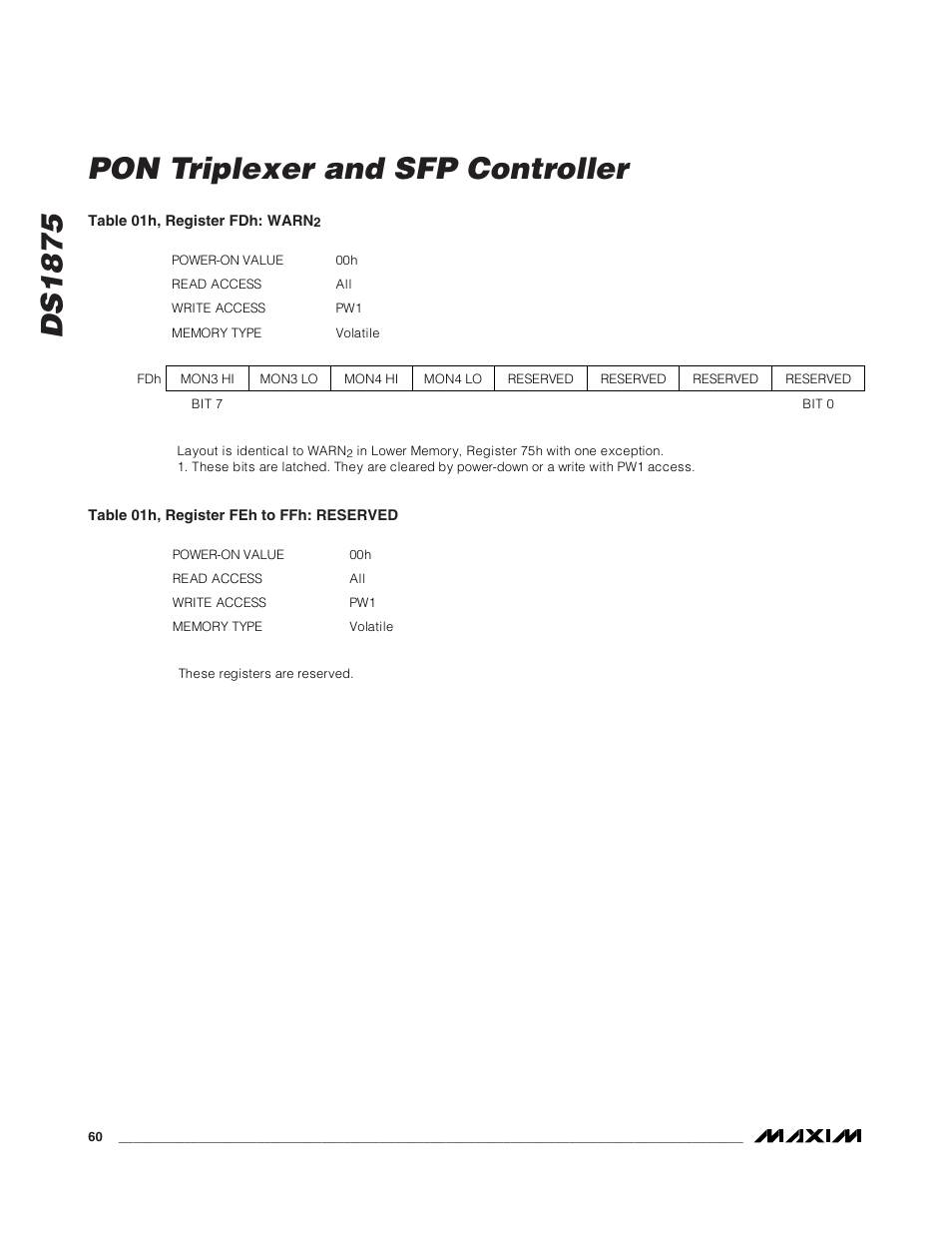 Ds1875 pon triplexer and sfp controller | Rainbow Electronics DS1875 User Manual | Page 60 / 92