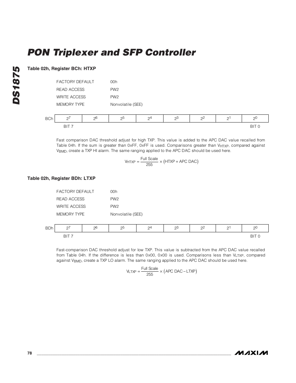 Ds1875 pon triplexer and sfp controller | Rainbow Electronics DS1875 User Manual | Page 78 / 92