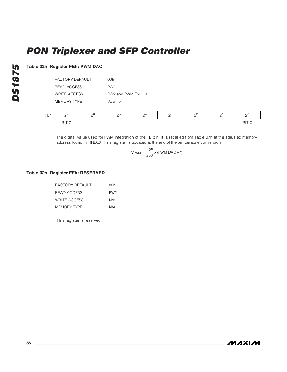 Ds1875 pon triplexer and sfp controller | Rainbow Electronics DS1875 User Manual | Page 86 / 92