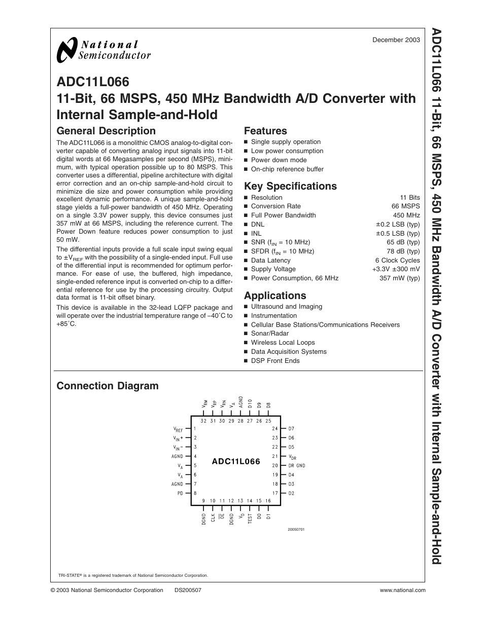 Rainbow Electronics ADC11L066 User Manual | 27 pages