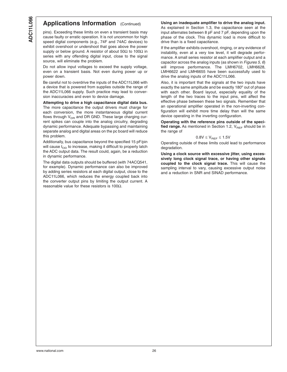 Applications information | Rainbow Electronics ADC11L066 User Manual | Page 26 / 27