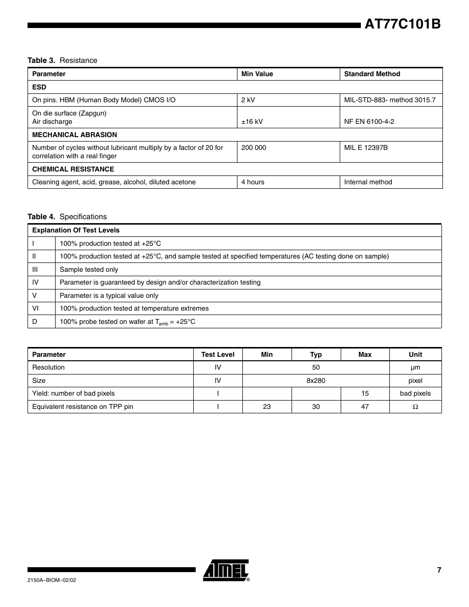 Rainbow Electronics AT77C101B FingerChip™ User Manual | Page 7 / 23