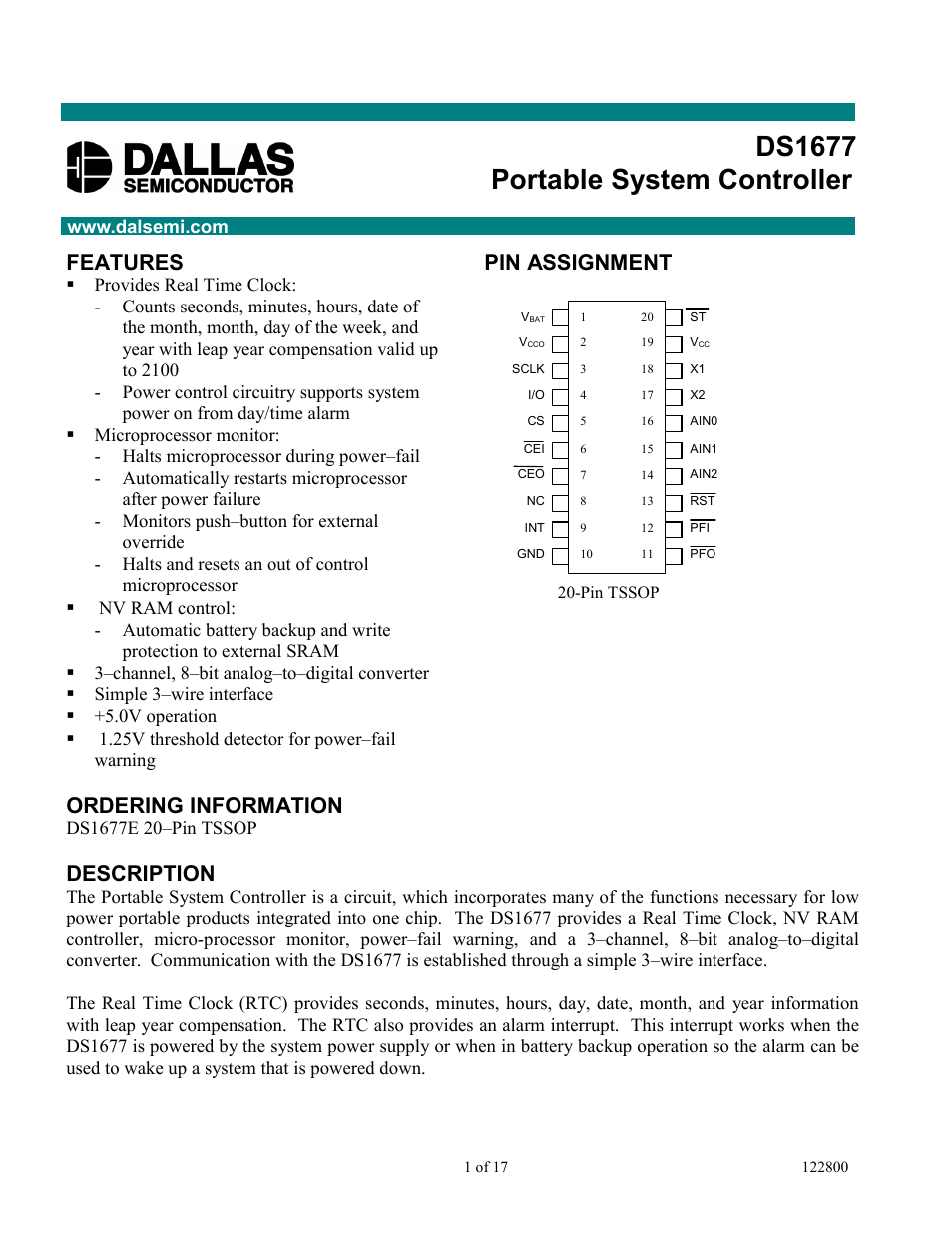 Rainbow Electronics DS1677 User Manual | 17 pages