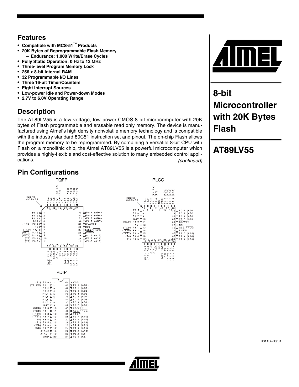 Rainbow Electronics AT89LV55 User Manual | 24 pages