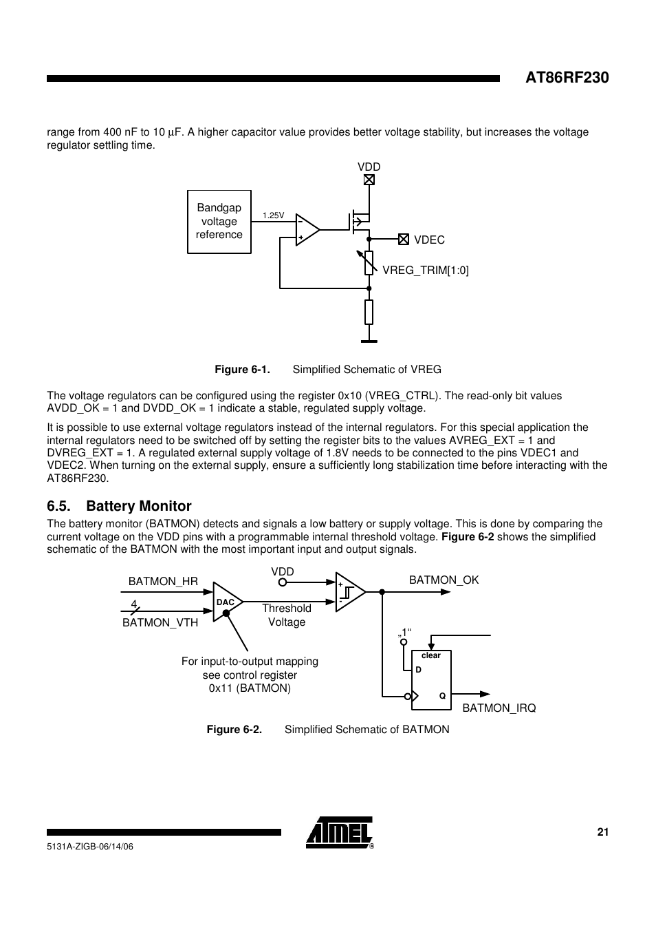 Battery monitor | Rainbow Electronics AT86RF230 User Manual | Page 21 / 50
