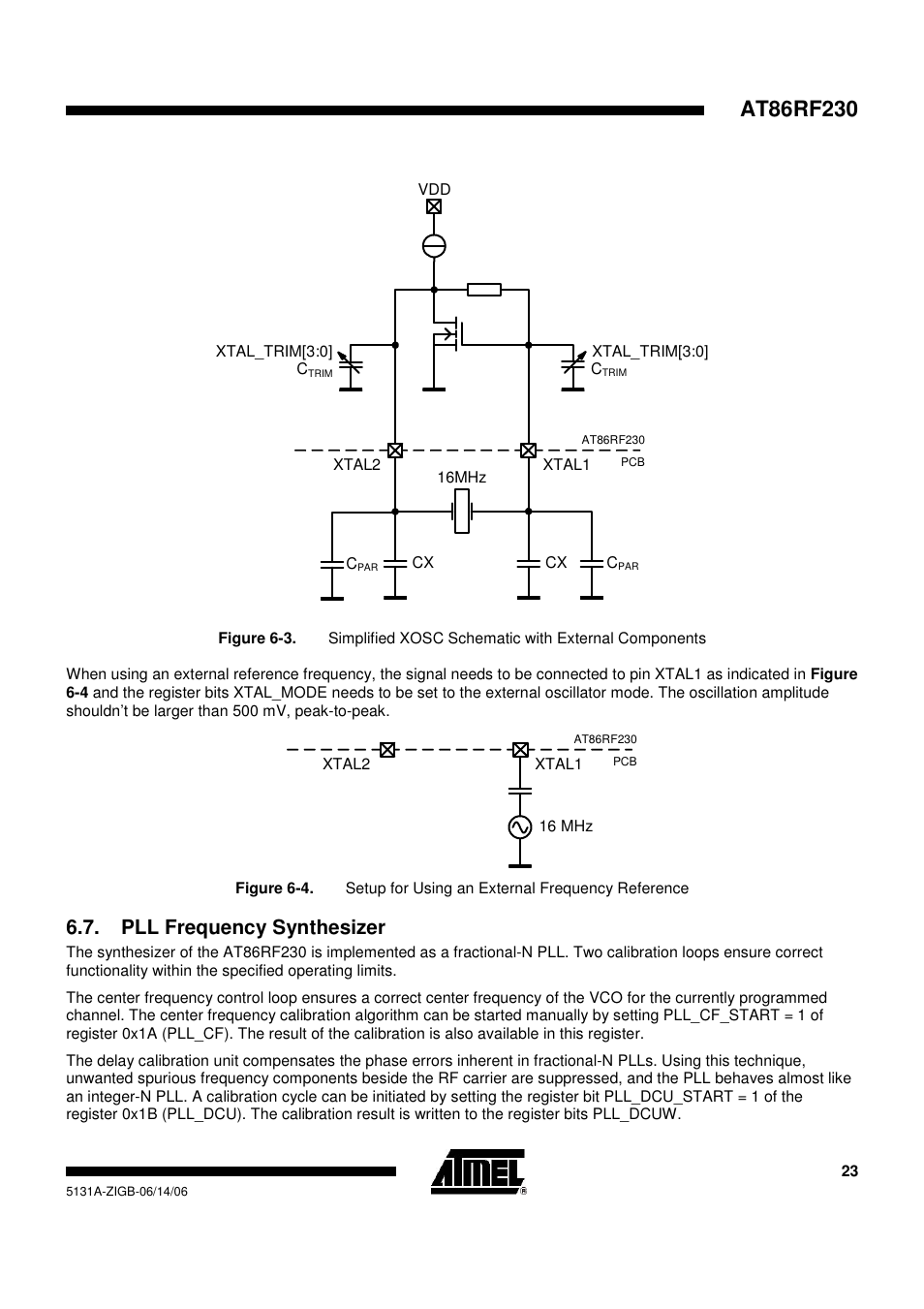 Pll frequency synthesizer | Rainbow Electronics AT86RF230 User Manual | Page 23 / 50