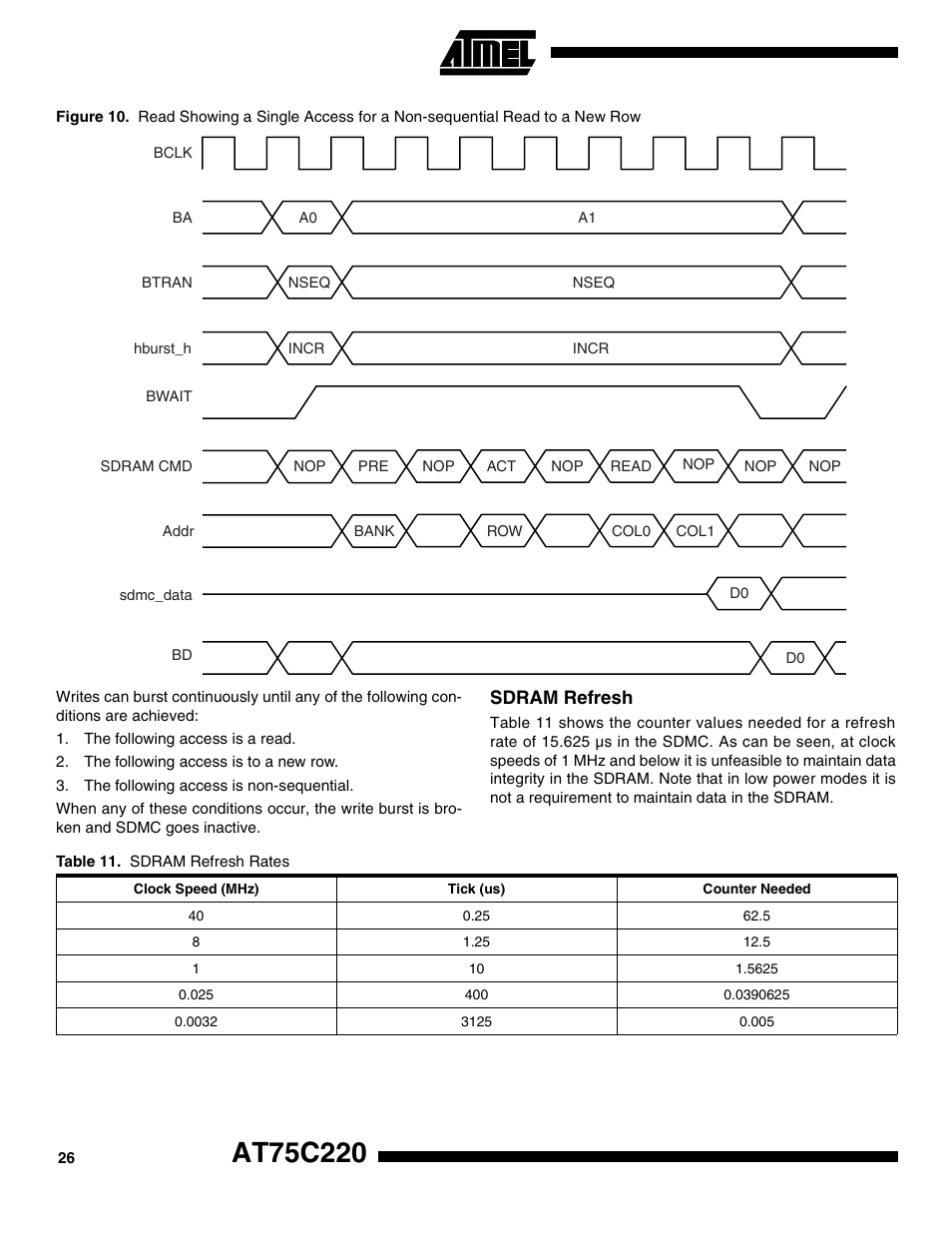 Sdram refresh, D figure 10. note, Figure 10 | Rainbow Electronics AT75C220 User Manual | Page 26 / 144