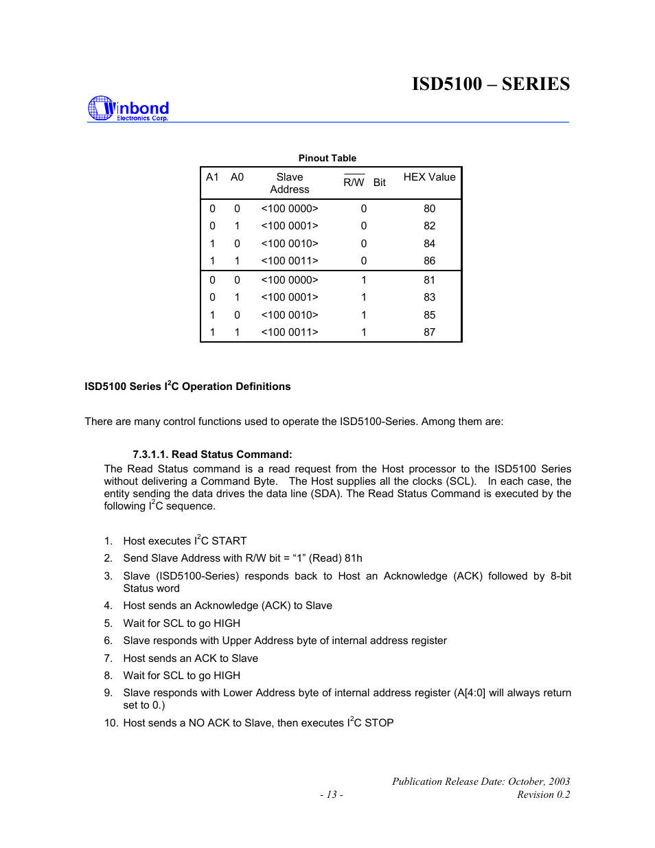 Isd5100 – series | Rainbow Electronics ISD5100 User Manual | Page 13 / 88