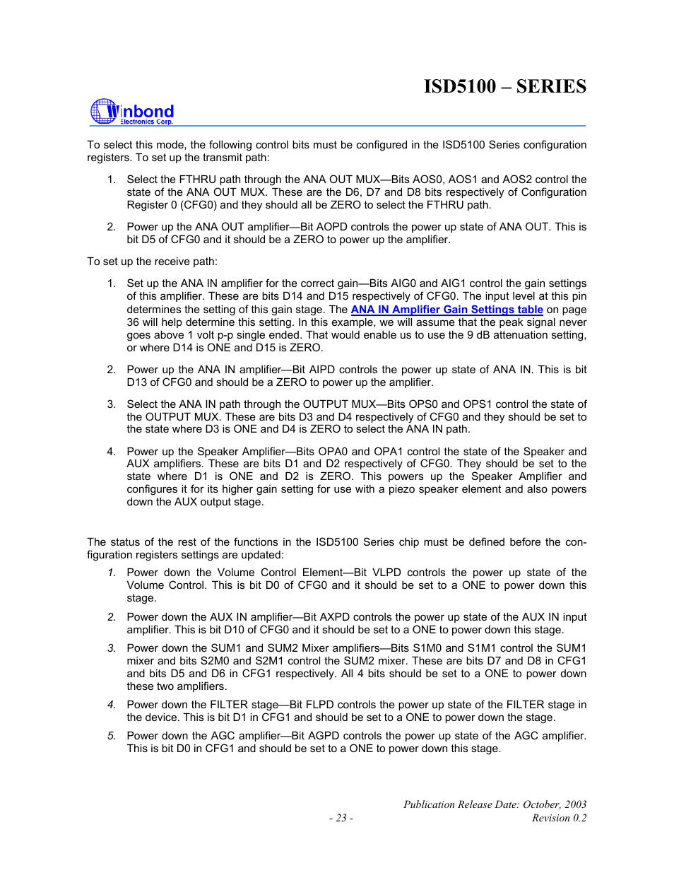 Isd5100 – series | Rainbow Electronics ISD5100 User Manual | Page 23 / 88