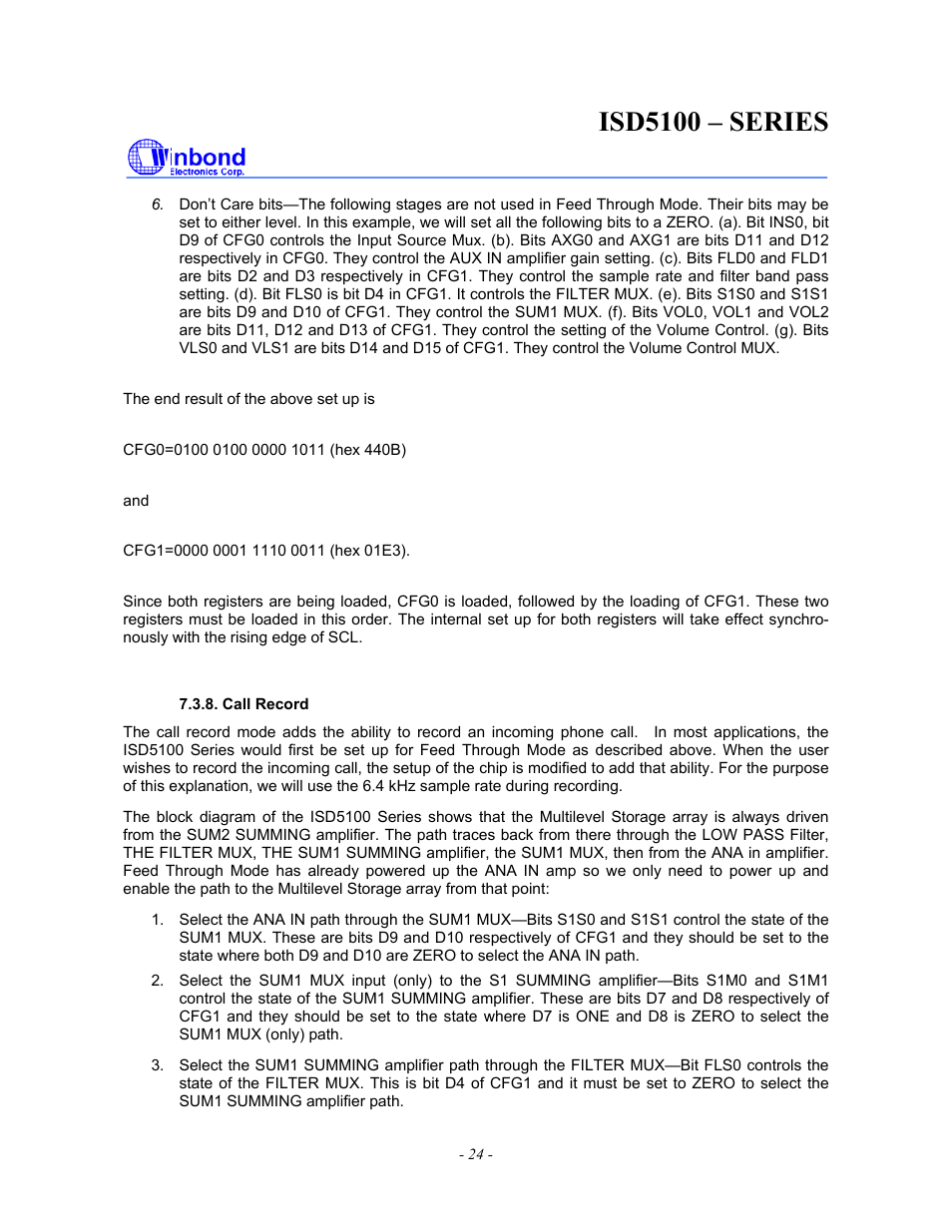 Isd5100 – series | Rainbow Electronics ISD5100 User Manual | Page 24 / 88