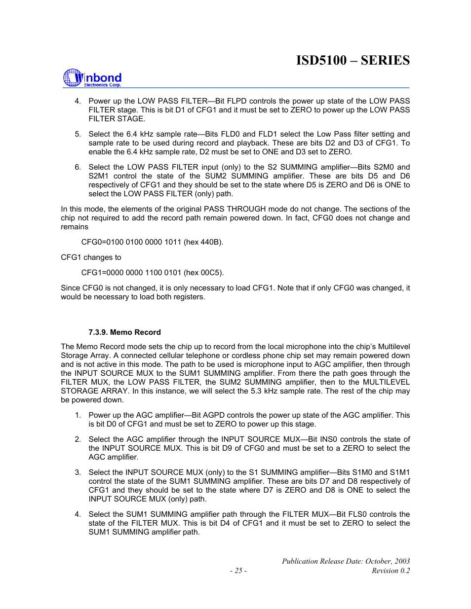 Isd5100 – series | Rainbow Electronics ISD5100 User Manual | Page 25 / 88