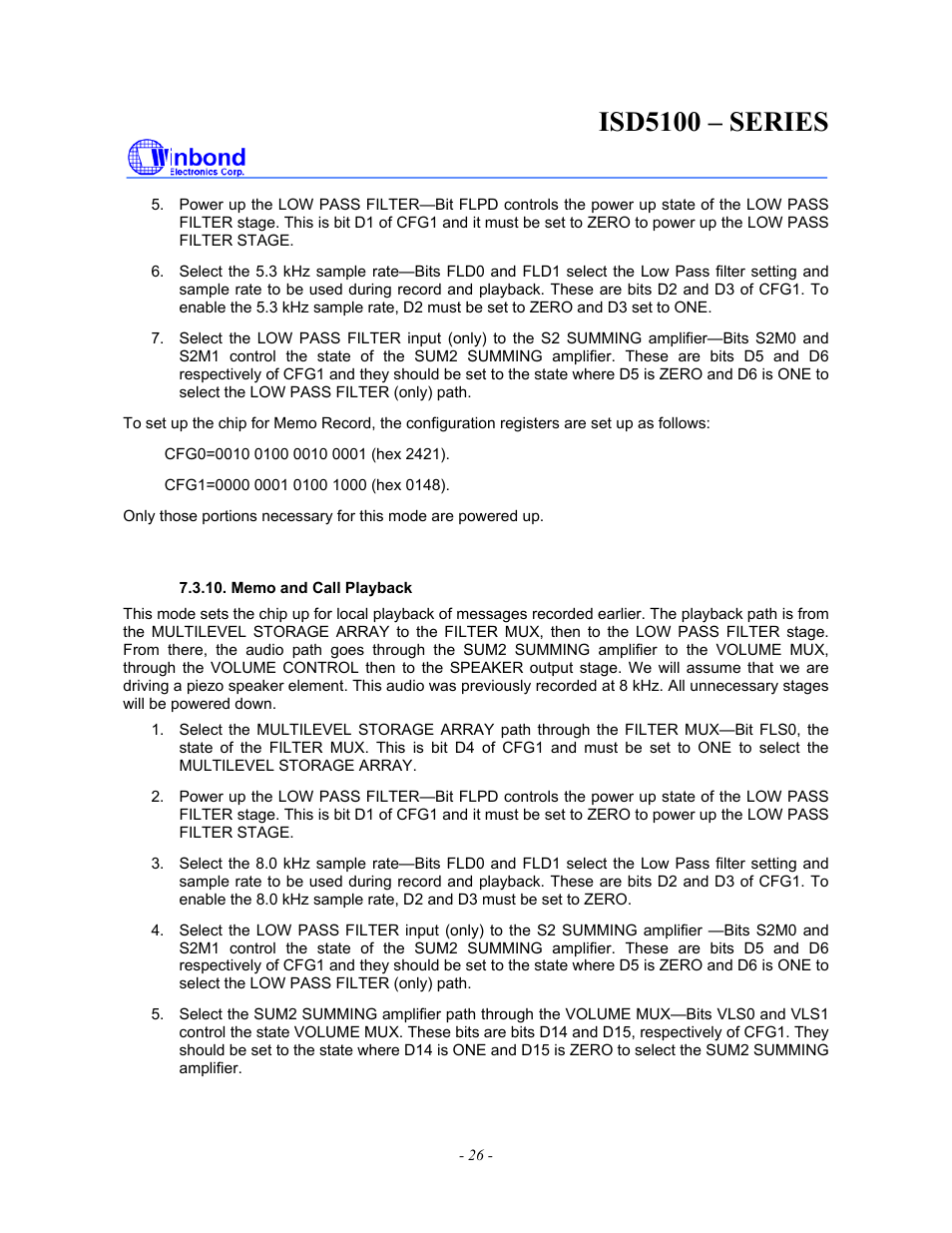 Isd5100 – series | Rainbow Electronics ISD5100 User Manual | Page 26 / 88
