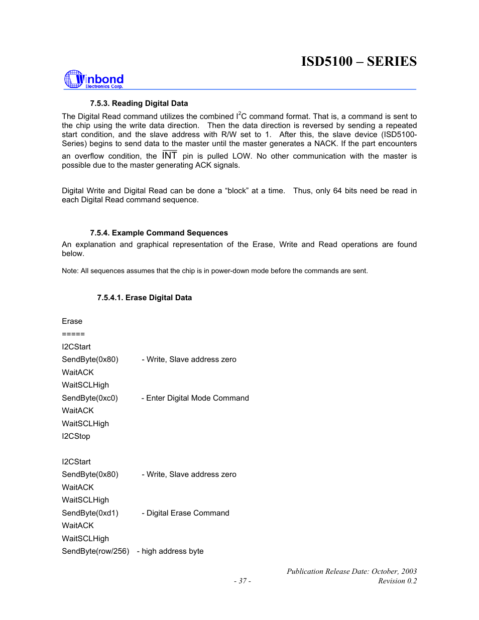 Isd5100 – series | Rainbow Electronics ISD5100 User Manual | Page 37 / 88