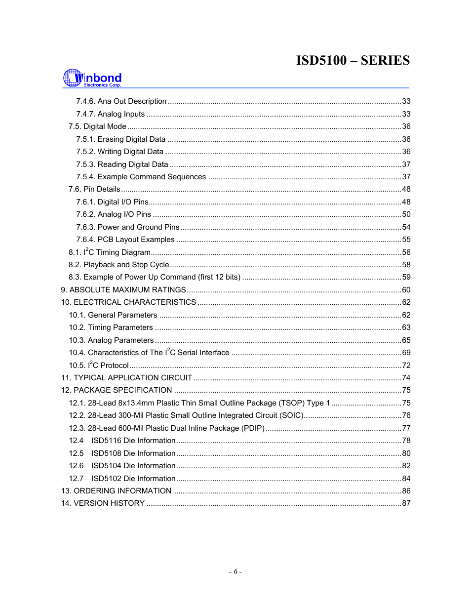 Isd5100 – series | Rainbow Electronics ISD5100 User Manual | Page 6 / 88