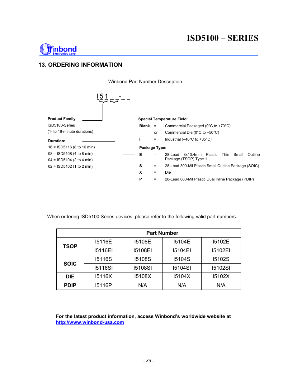 Isd5100 – series | Rainbow Electronics ISD5100 User Manual | Page 86 / 88