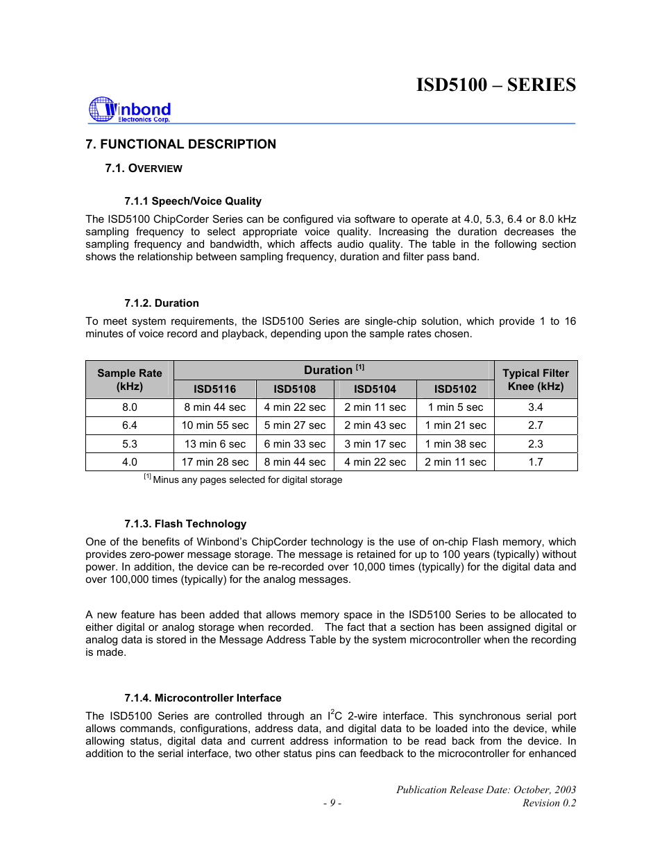 Isd5100 – series | Rainbow Electronics ISD5100 User Manual | Page 9 / 88