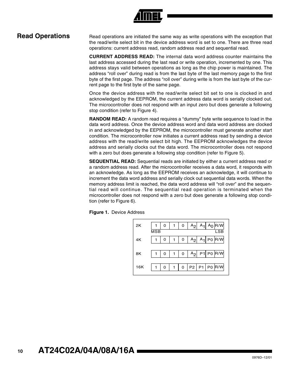 Read operations | Rainbow Electronics AT24C16A User Manual | Page 10 / 20