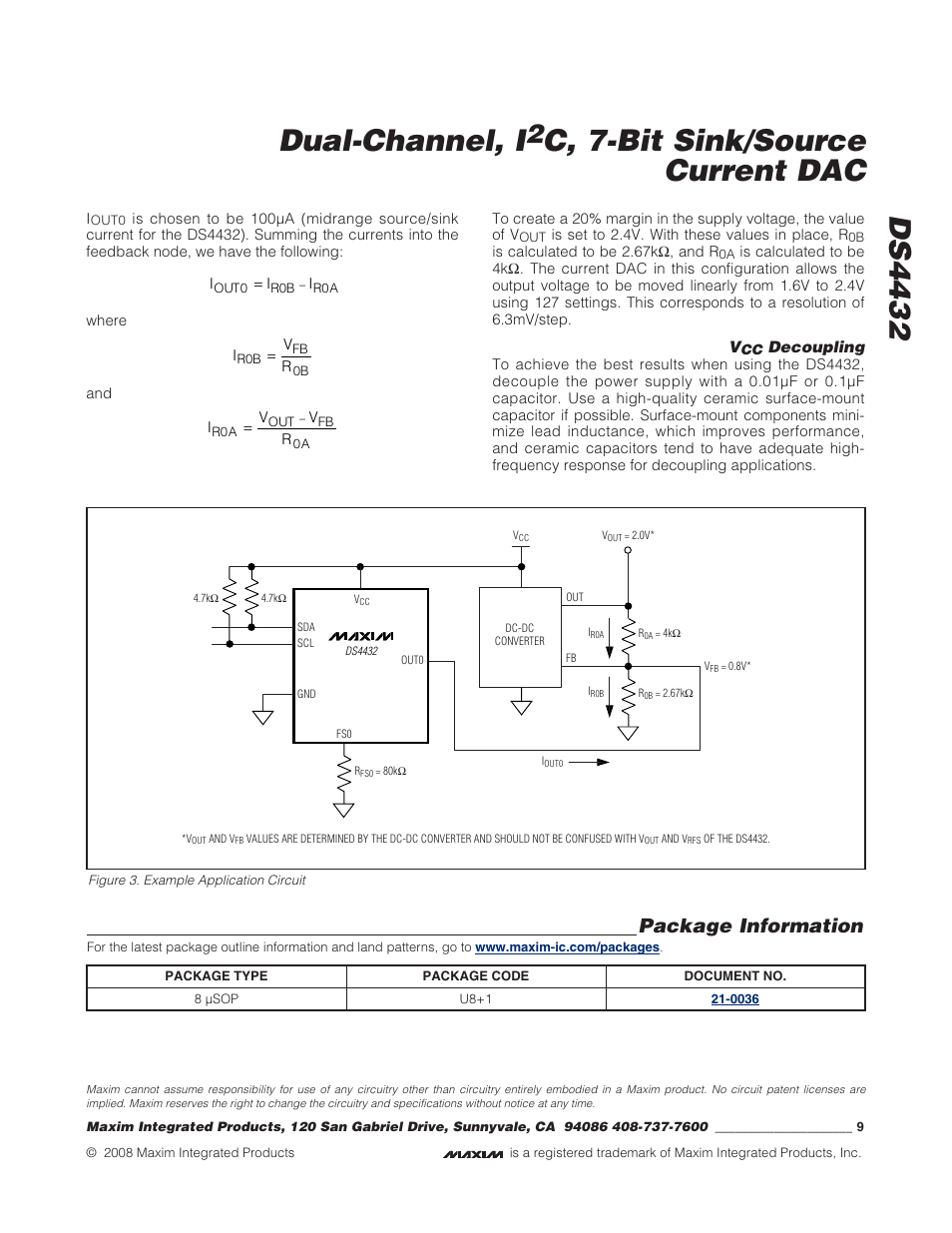 Ds4432 dual-channel, i, C, 7-bit sink/source current dac, Package information | Rainbow Electronics DS4432 User Manual | Page 9 / 9