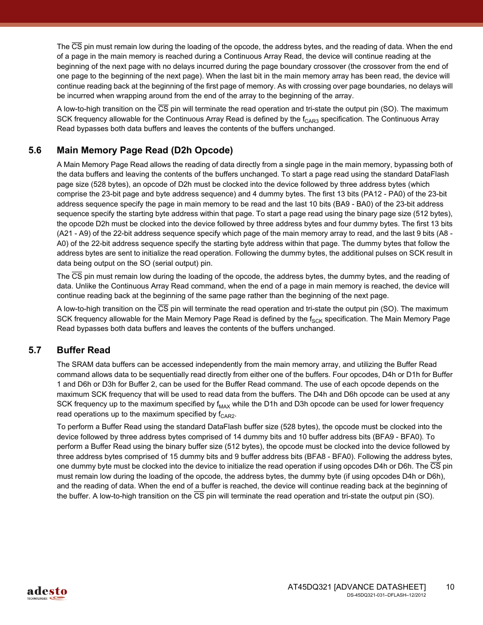 7 buffer read | Rainbow Electronics AT45DQ321 User Manual | Page 10 / 81