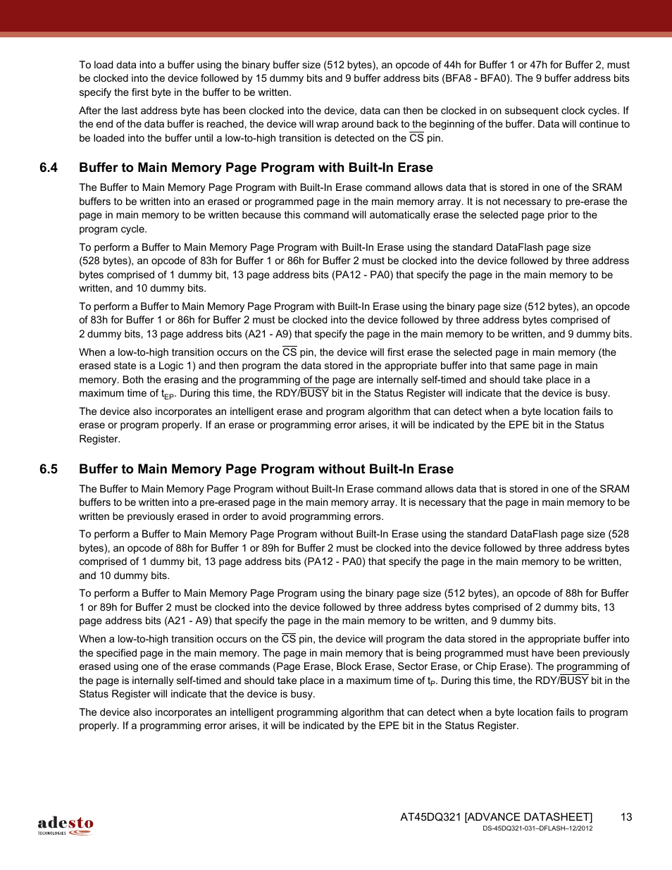 Rainbow Electronics AT45DQ321 User Manual | Page 13 / 81