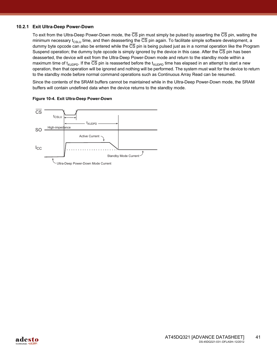 1 exit ultra-deep power-down | Rainbow Electronics AT45DQ321 User Manual | Page 41 / 81