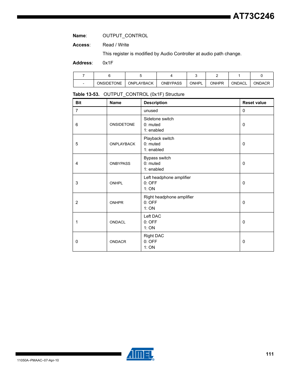 Rainbow Electronics AT73C246 User Manual | Page 111 / 159