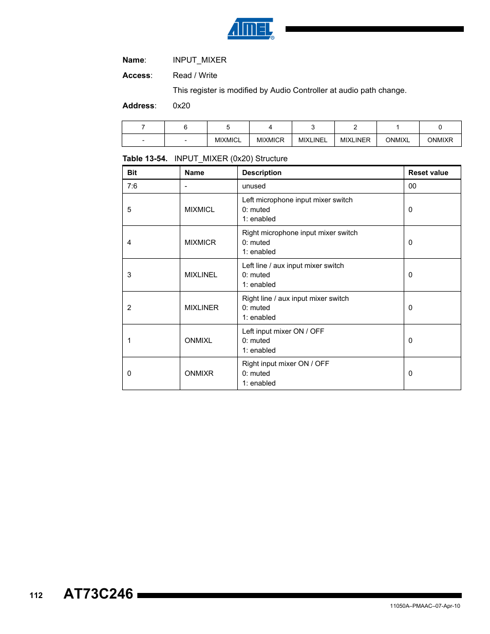 Rainbow Electronics AT73C246 User Manual | Page 112 / 159