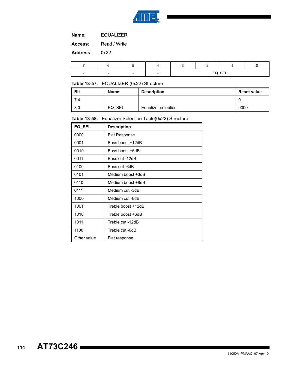 Rainbow Electronics AT73C246 User Manual | Page 114 / 159