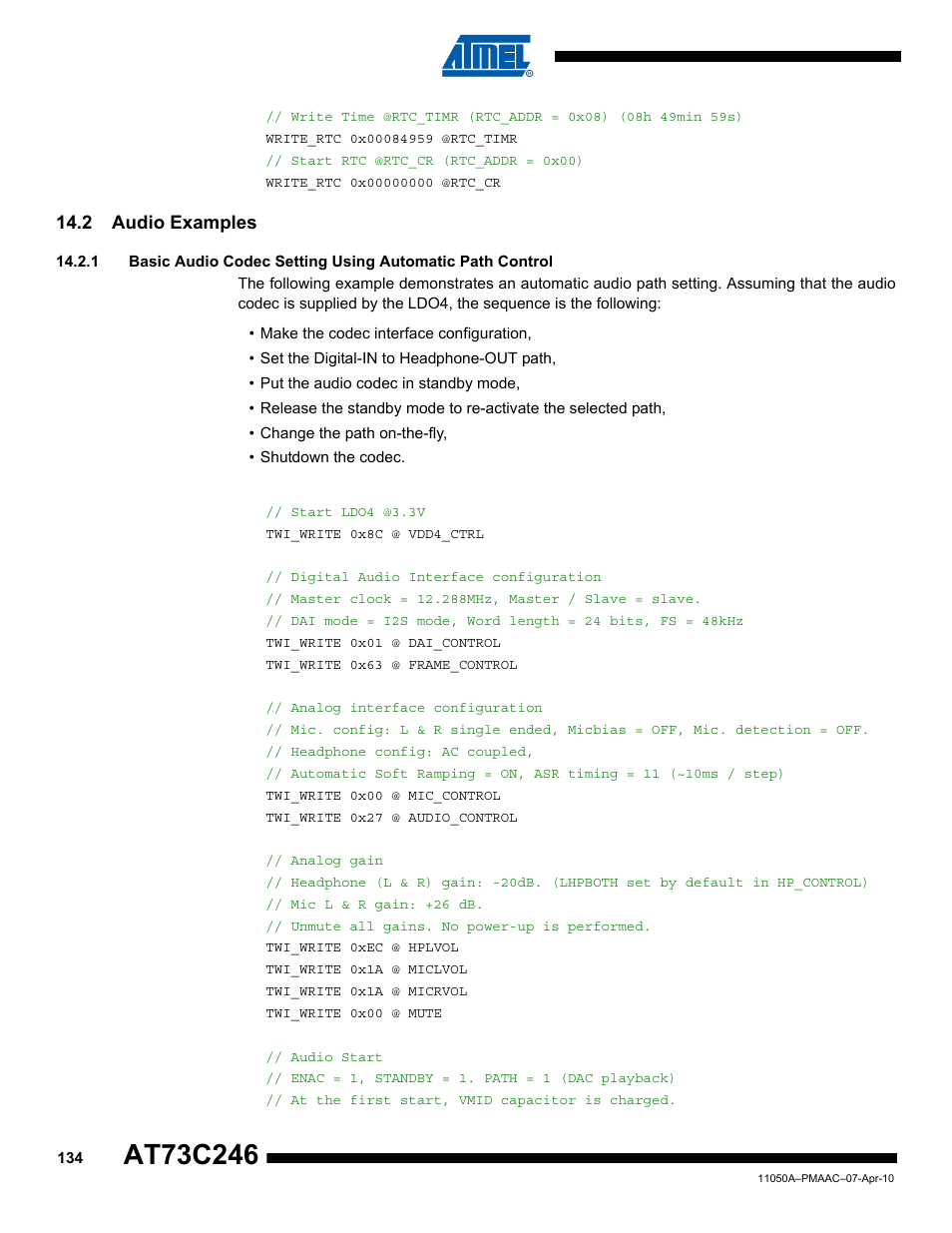 2 audio examples | Rainbow Electronics AT73C246 User Manual | Page 134 / 159