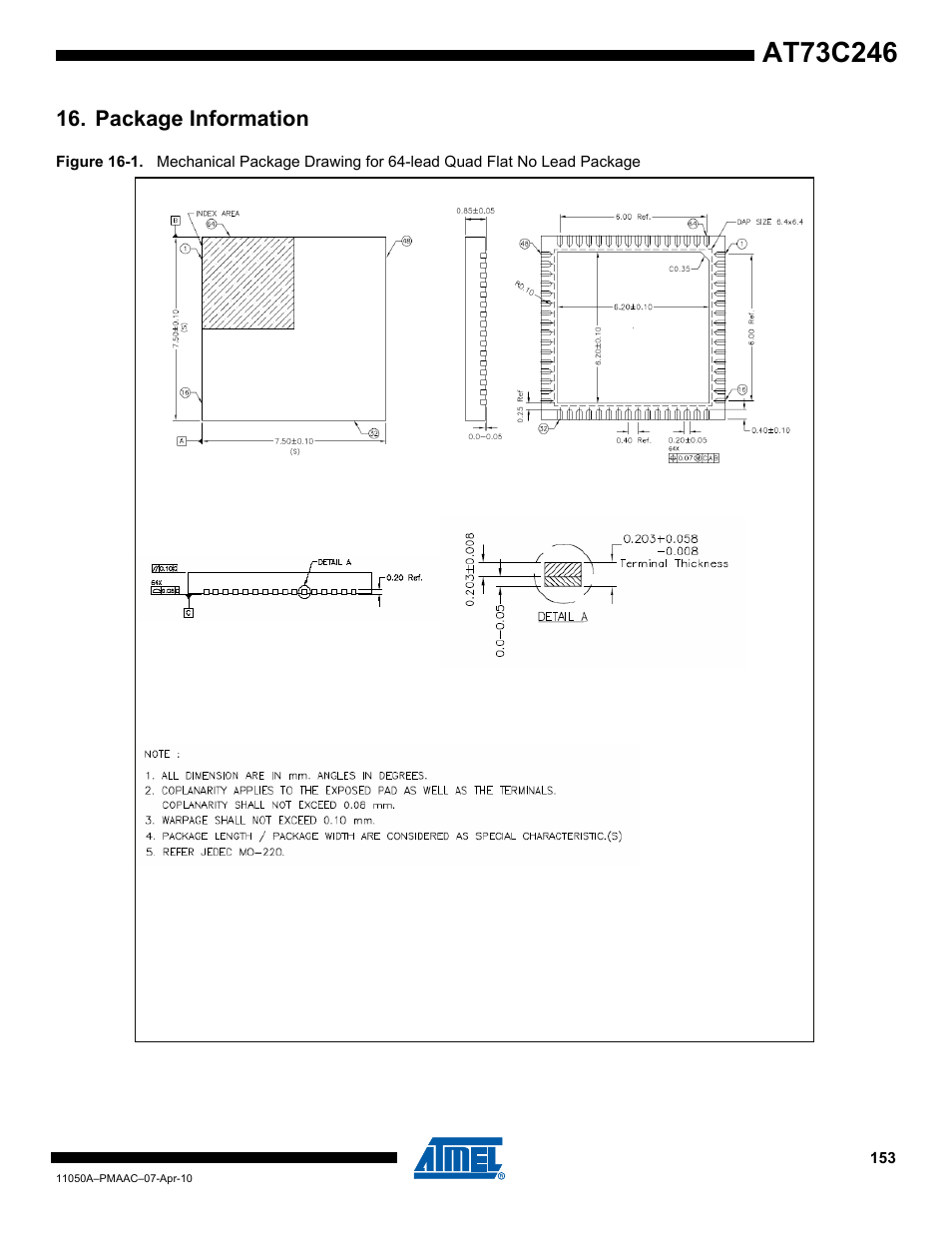 Package information | Rainbow Electronics AT73C246 User Manual | Page 153 / 159